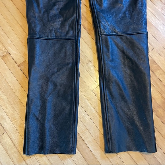 LEATHER KING Leather Chaps Mesh Lined Adjustable Pockets Punk Goth Moto Unisex - Picture 13 of 16